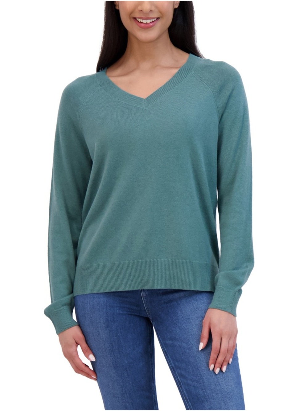 Lucky Brand V-Neck Knit Sweater in Teal Size XL Light Layer